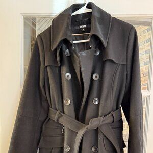 Gorgeous! DKNY lined, Wool Blend Coat Women Green Size 10 Style #14527